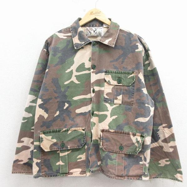 XL/古着 長袖 ハンティング ジャケット メンズ 90年代 90s ウッドランドカモ 大きいサイズ...