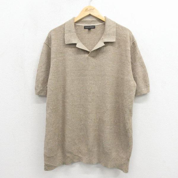 XL/古着 バナナリパブリック 半袖 ブランド セーター メンズ 無地 大きいサイズ 開襟 オープン...