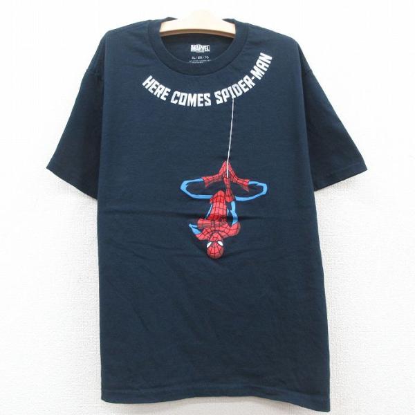 古着 半袖 Tシャツ キッズ ボーイズ 子供服 マーベル スパイダーマン コットン クルーネック 紺...