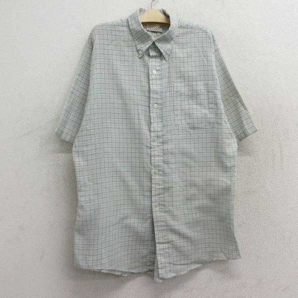 古着 ブレント 半袖 シャツ キッズ ボーイズ 子供服 70s ボタンダウン 薄緑系他 グリーン チ...