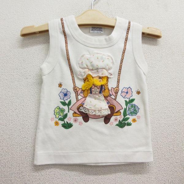 古着 ビンテージ ノースリーブ Tシャツ キッズ ガールズ 子供服 80s 女の子 花 クルーネック...