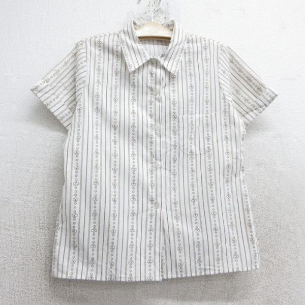 古着 半袖 ガールスカウト シャツ キッズ ガールズ 子ども服 80s 白他 ホワイト ストライプ ...