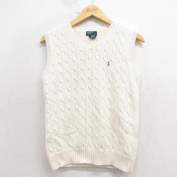 古着 ラルフローレン ブランド ケーブル ニット ベスト キッズ ボーイズ 子供服 90年代 90s...