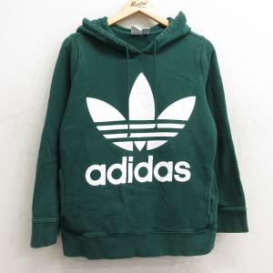 古着 アディダス adidas 長袖 スウェット パーカー レディース ビッグロゴ リーフ トレフォ...