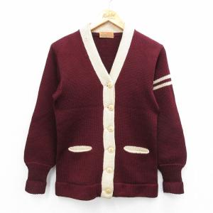 古着 長袖 ビンテージ レタード ニット カーディガン レディース 50年代 50s ツートンカラー ウール エンジ他 【spe】 25oct16 中古 トップス 古着 長袖 ビンテージ レタード ニット カーディガン レディース 50s