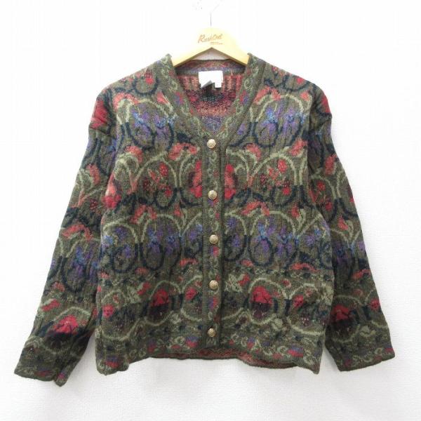 【50%OFF】古着 長袖 ニット カーディガン レディース 90年代 90s ウール イングランド...