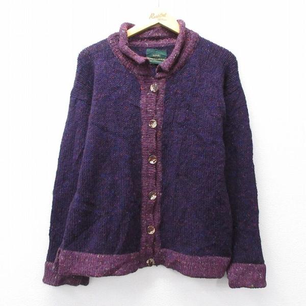 【50%OFF】古着 長袖 ニット カーディガン レディース 90年代 90s 手織り ウール アイ...