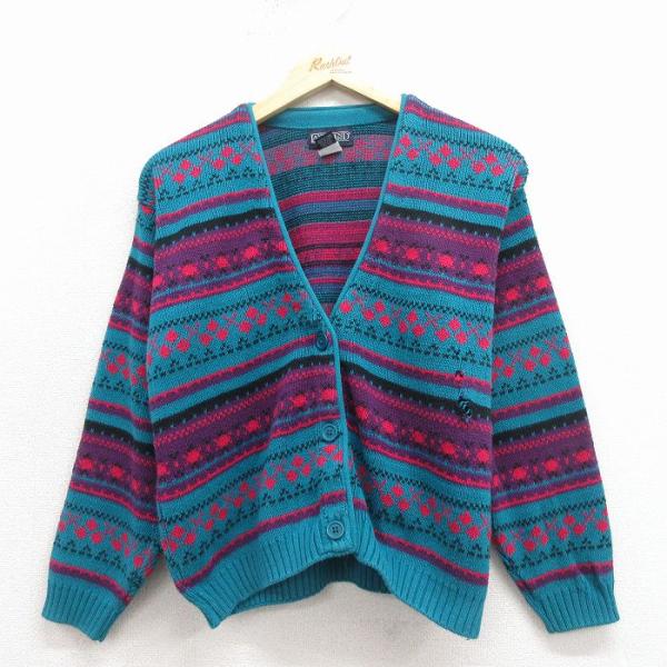 【50%OFF】古着 ランズエンド 長袖 ニット カーディガン レディース 90年代 90s コット...