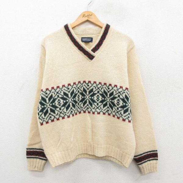 【20%OFF】古着 ランズエンド 長袖 ノルディック セーター レディース 90年代 90s 雪柄...