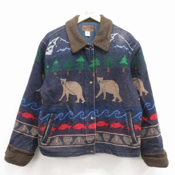 古着 ペンドルトン 長袖 ウール ジャケット レディース 90年代 90s クマ USA製 紺 sp...