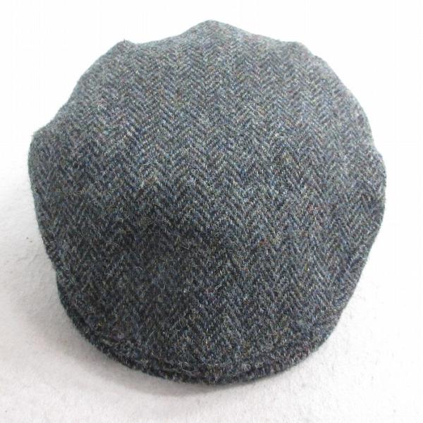 中古 ハリスツイード ハンチング 80s ヘリンボーン 手織り ウール 濃緑他 グリーン 25nov...