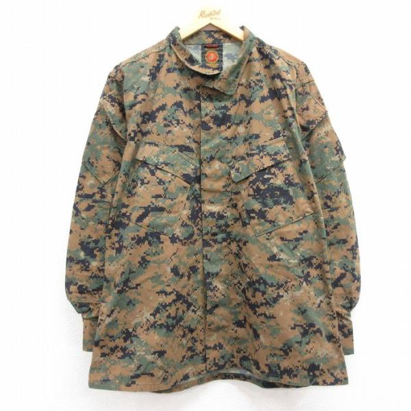 XL/古着 長袖 ミリタリー ジャケット メンズ 00s USMC デジタルカモ マーパットカモ 茶...