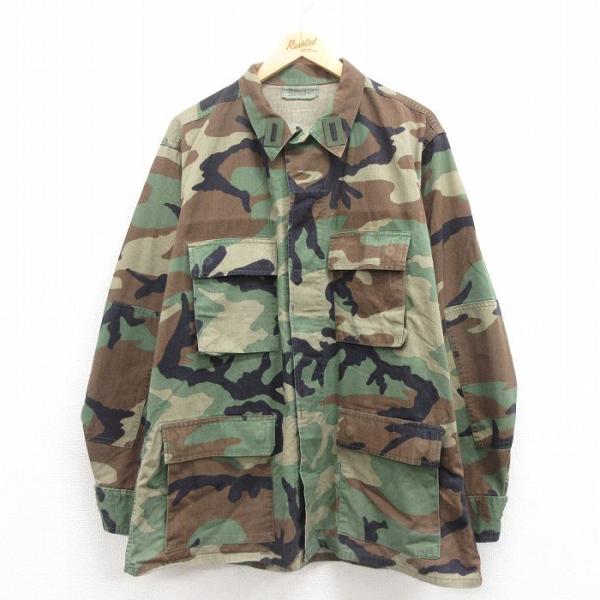 XL/古着 長袖 ミリタリー ジャケット メンズ 00s コンバット ウッドランドカモ 濃ベージュ他...