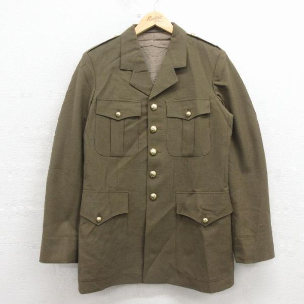 M/古着 長袖 ミリタリー ジャケット 将校服 メンズ 80年代 80s 緑 26mar09