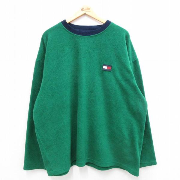 XL/古着 トミーヒルフィガー 長袖 ブランド フリース ジャケット メンズ 90s ワンポイントロ...