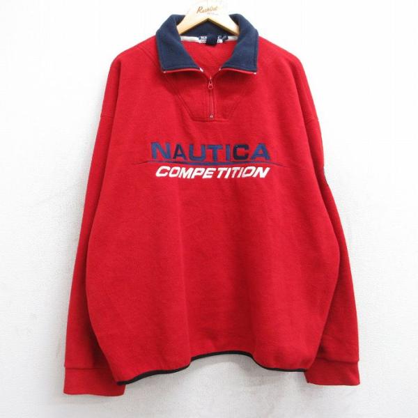 XL/古着 ノーティカ 長袖 ブランド ハーフジップ フリース ジャケット メンズ 90s ビッグロ...