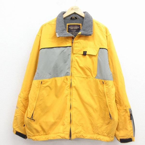 XL/古着 アバクロンビー 長袖 ナイロン ジャケット メンズ 黄 内側フリース 26feb16