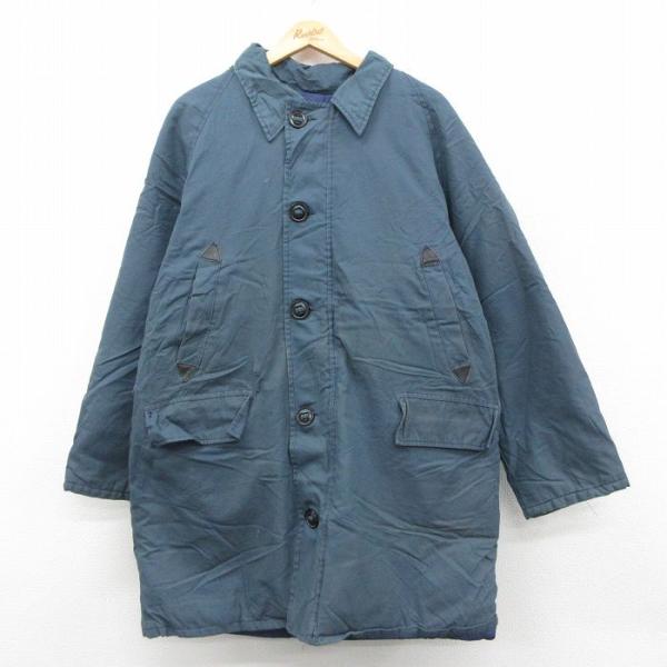 XL/古着 長袖 ダウン ジャケット パーカー メンズ 80年代 80s ロング丈 カナダ製 紺 2...