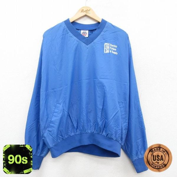 【50%OFF】XL/古着 長袖 ナイロン ジャケット メンズ 90s EFS 大きいサイズ Vネッ...