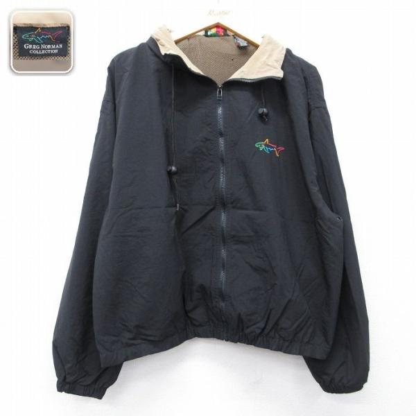 XL/古着 グレッグノーマン 長袖 ナイロン ジャケット メンズ DOLE 黒 内側メッシュ 26f...
