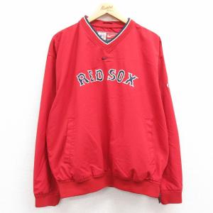 XL/古着 ナイキ NIKE 長袖 ジャケット メンズ 00s MLB ボストンレッドソックス 大きいサイズ Vネック 赤他 レッド メジャーリーグ ベースボ