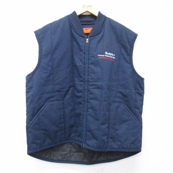 XL/古着 レッドキャップ ベスト メンズ 80年代 80s Dunkirk USA製 タロン 濃紺...