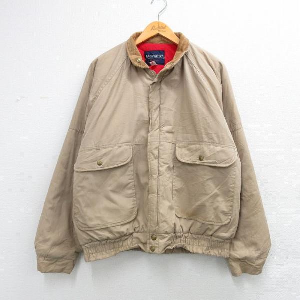 XL/古着 マンハッタン 長袖 ジャケット メンズ 80年代 80s 大きいサイズ 襟コーデュロイ ...