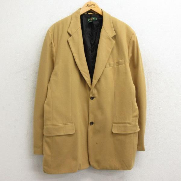 L/古着 ジェイクルー J.CREW 長袖 テーラード ジャケット メンズ 90s ロング丈 ウール...