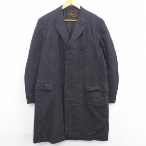 XL/古着 長袖 ウール コート 70s ツイード ロング丈