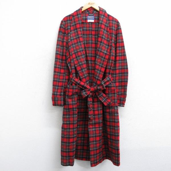XL/古着 ペンドルトン 長袖 ウール ガウン メンズ 80年代 80s ロング丈 USA製 赤他 ...