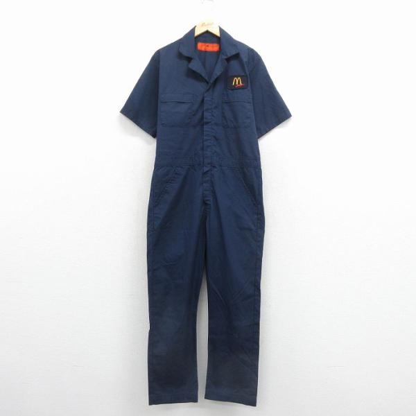 W38/古着 レッドキャップ 半袖 ワーク ツナギ メンズ 90年代 90s マクドナルド 開襟 オ...