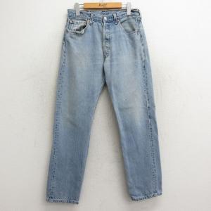 W32/古着 ジーンズ Levis リーバイス 501 メンズ 90s ヒゲ コットン 紺 ネイビー デニム spe 24may27 中古 ボトムス ジーパン Gパン ロング｜古着屋RushOut