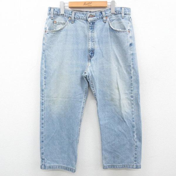 W34/古着 ジーンズ Levis リーバイス 505 メンズ 90s コットン 薄紺 ネイビー デ...