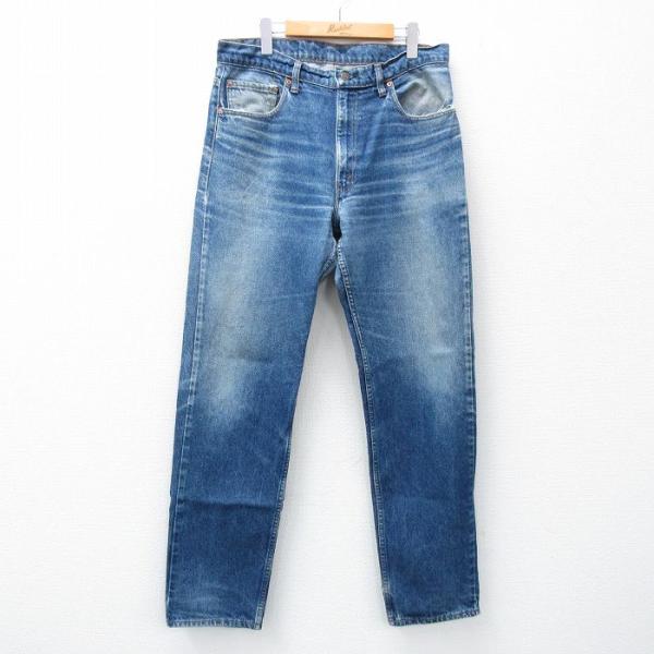 W33/古着 リーバイス Levis 505 メンズ 90s ヒゲ コットン 紺 ネイビー デニム ...