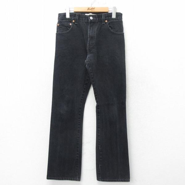 W30/古着 ジーンズ Levis リーバイス 517 ブーツカット コットン 黒 ブラック デニム...