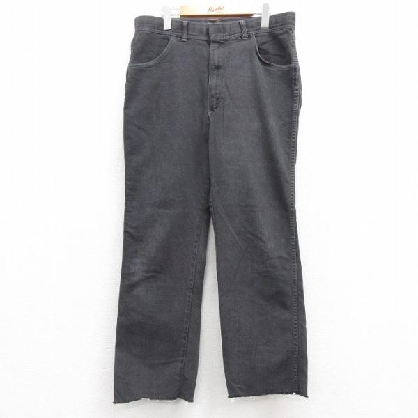 W36/古着 ラングラー ジーンズ メンズ 80s 黒 ブラック デニム spe 25apr30 中...