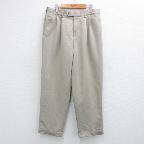 【50%OFF】W36/古着 スラックス パンツ メンズ ベージュ カーキ 25jul07 中古 ボ...