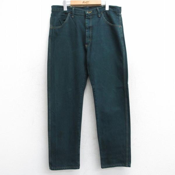 【20%OFF】W36/古着 ラスラー ジーンズ メンズ コットン 濃緑 グリーン デニム 25se...