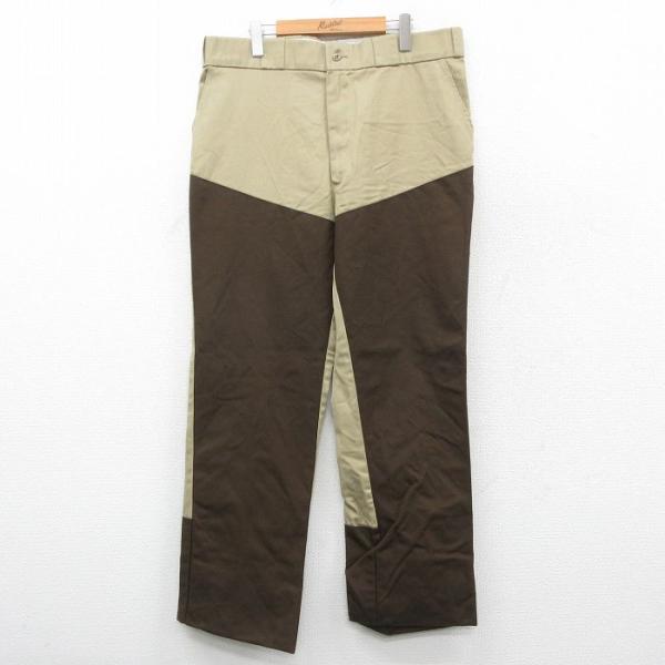 W38/古着 カベラス ハンティング パンツ メンズ 80s ダブルニー ツートンカラー ベージュ他...