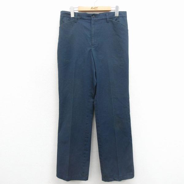 W32/古着 CINTAS ワーク パンツ メンズ 80年代 80s USA製 紺 26feb02