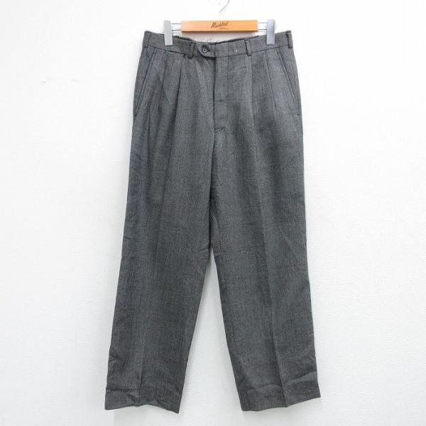 W32/古着 スラックス パンツ メンズ 80年代 80s ウール USA製 タロン 黒他 26fe...