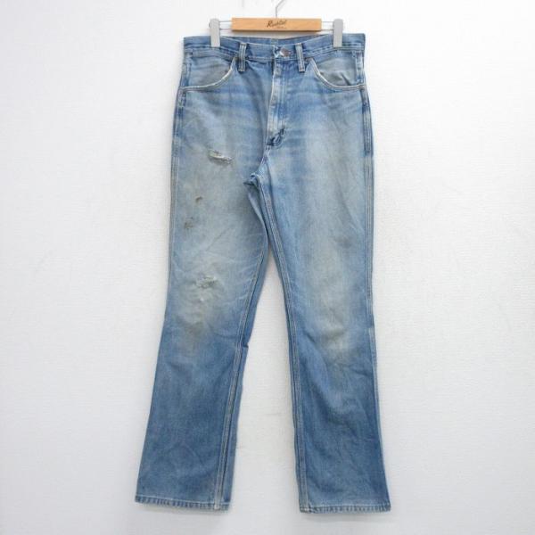 W32/古着 ラングラー ジーンズ メンズ 80年代 80s ヒゲ USA製 紺 デニム 26feb...