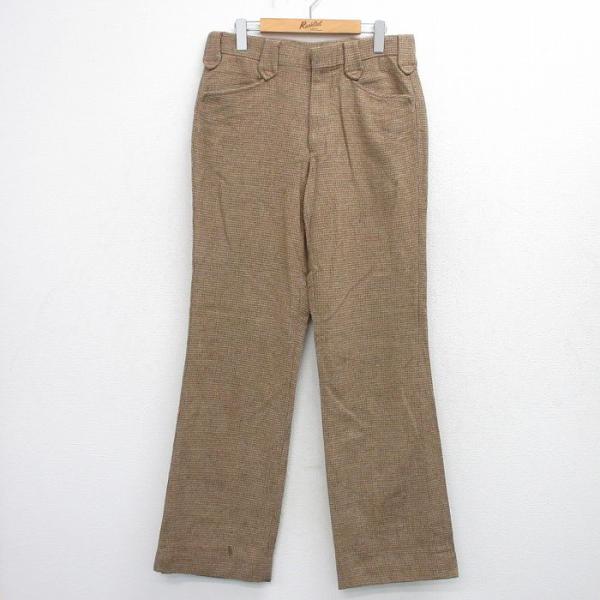 W32/古着 ペンドルトン パンツ メンズ 70年代 70s フレア ウール タロン 茶他 spe ...