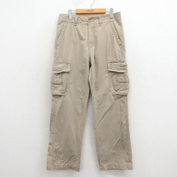 W32/古着 ユニオンベイ カーゴ パンツ メンズ コットン ベージュ 26mar10