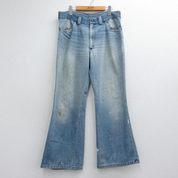 W36/古着 ジーンズ メンズ 80年代 80s フレア ブーツカット ヒゲ タロン ネイビー デニ...