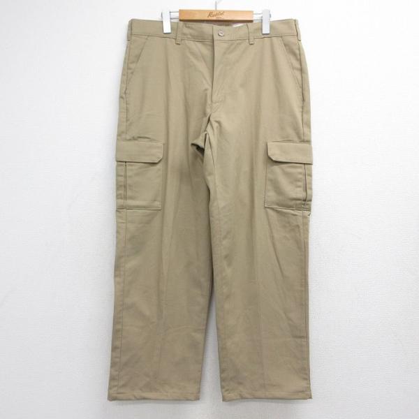 W36/古着 レッドキャップ ワーク パンツ メンズ ベージュ 26jul31
