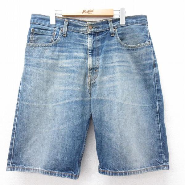 W37/古着 リーバイス Levis 569 ショート パンツ ショーツ メンズ ヒゲ コットン 紺...