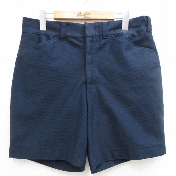 W33/古着 ショート ワーク パンツ ショーツ メンズ 80s 紺 ネイビー 24may17 中古...