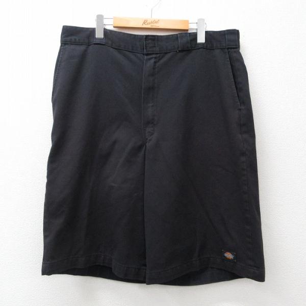 W38/古着 ディッキーズ Dickies ハーフ ワーク パンツ ショーツ メンズ 黒 ブラック ...