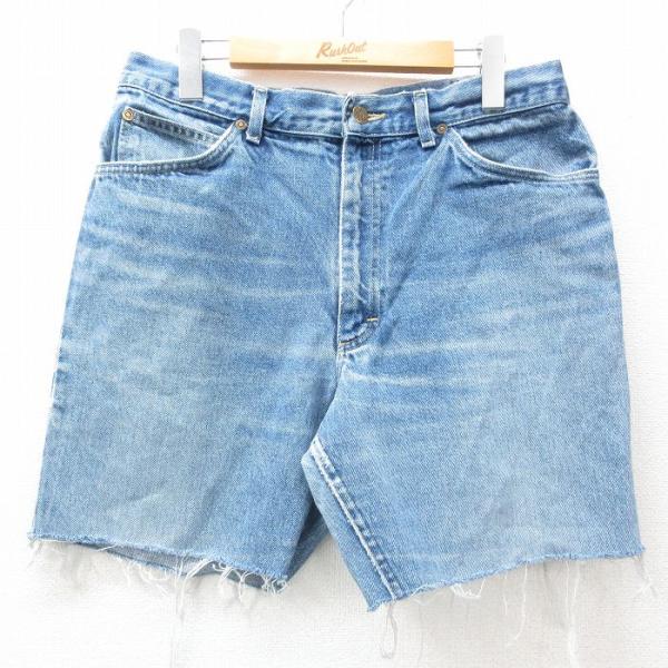 W32/古着 リー Lee ショート パンツ ショーツ メンズ 80s ヒゲ コットン タロン 紺 ...